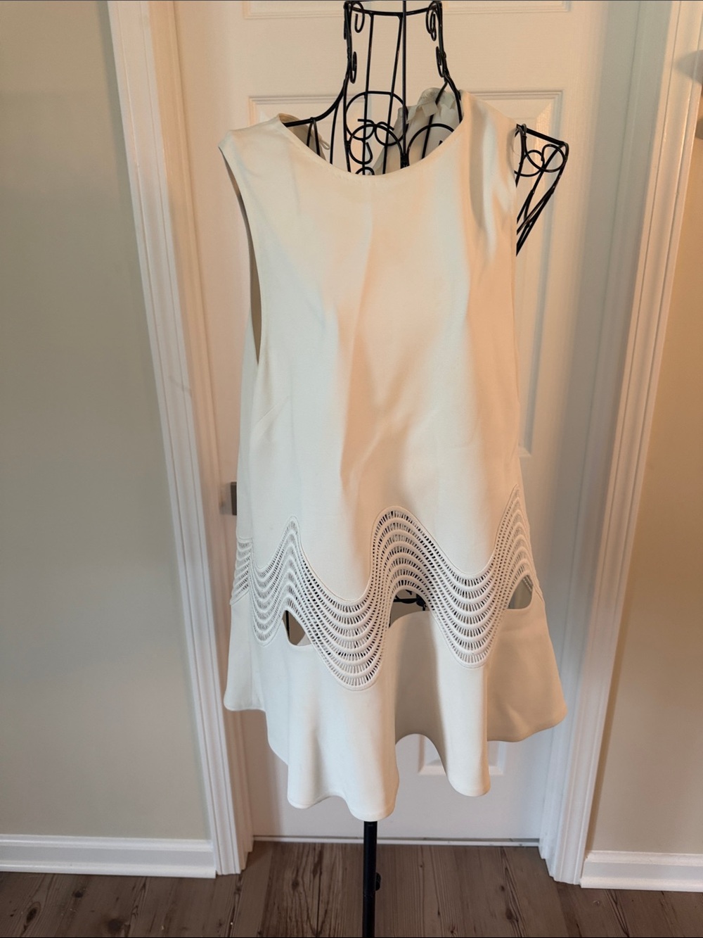 Jonathan Simkhai Ivory White Sleeveless Tunic with Scalloped Cutwork Hem